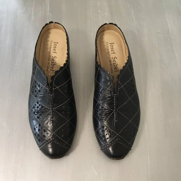 NWOT JOSEF Seibel Cyber Equipe Tina Leather Women’s  Mule (Size 36 EUR) Black - Picture 2 of 8